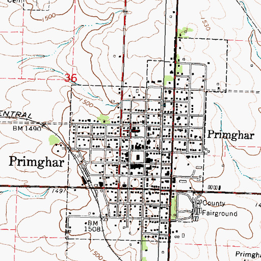 Topographic Map of South O'Brien Elementary School Primghar Center, IA