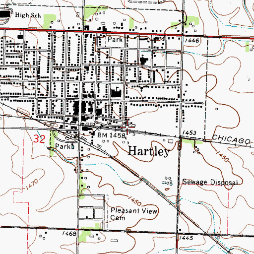 Topographic Map of Farmers Cooperative Elevator, IA