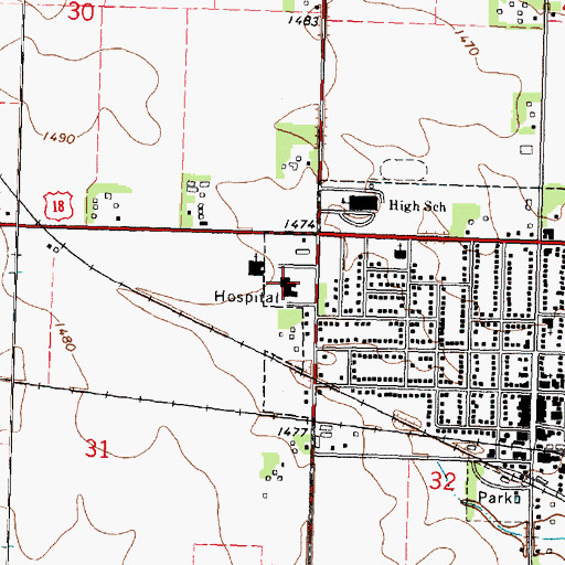 Topographic Map of Community Memorial Health Center, IA