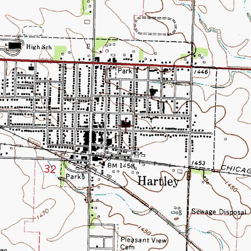 Topographic Map of Hartley - Melvin - Sanborn Elementary School, IA