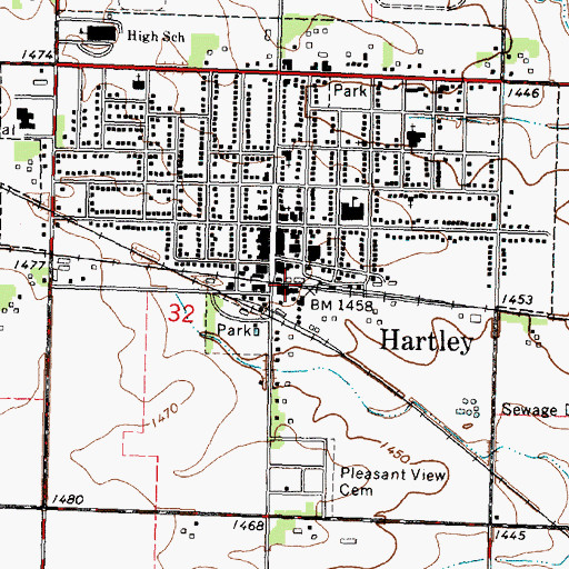 Topographic Map of Hartley, IA