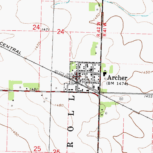 Topographic Map of Archer Post Office, IA