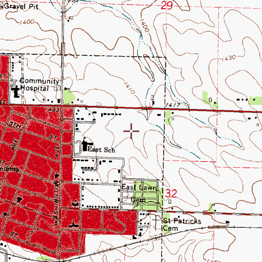 Topographic Map of Sheldon High School, IA