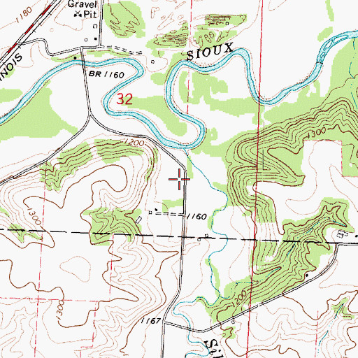 Topographic Map of Silver Sioux Recreation Area, IA