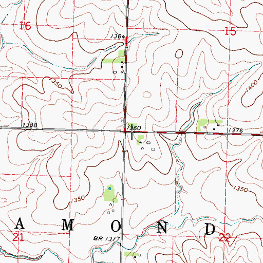 Topographic Map of Diamond Post Office (historical), IA