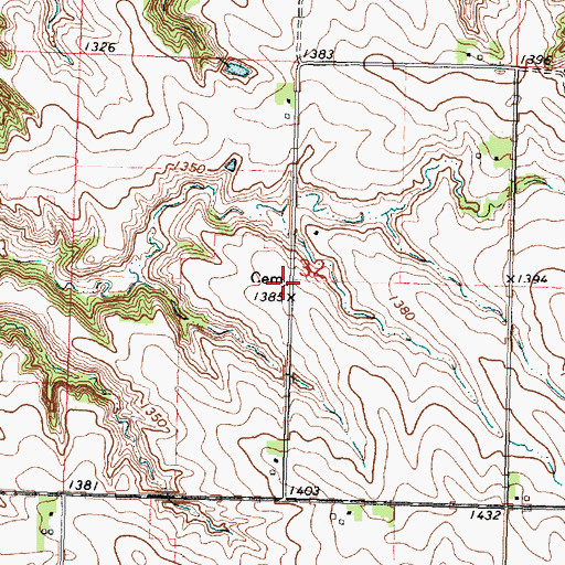 Topographic Map of Spring Township Cemetery, IA
