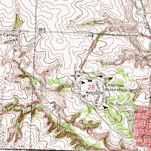 Topographic Map of Mental Health Institute Cemetery, IA
