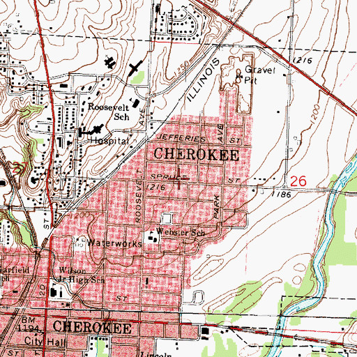 Topographic Map of Old Cherokee Fort Historical Marker, IA