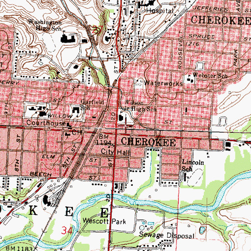 Topographic Map of Presbyterian Church, IA