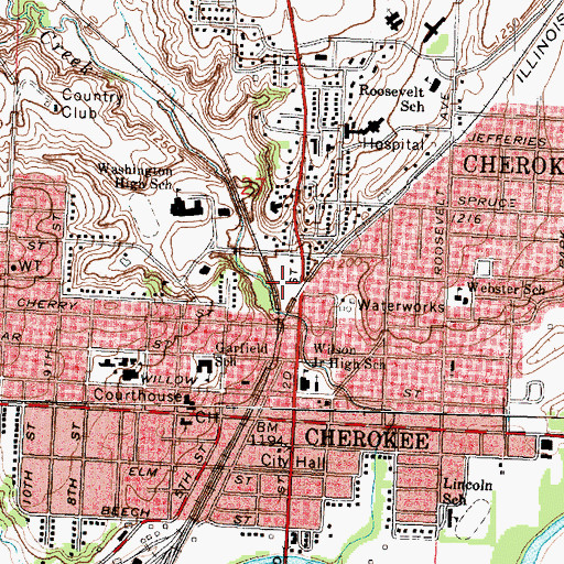 Topographic Map of Central Park, IA
