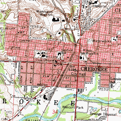 Topographic Map of Cherokee County Sheriff's Office, IA