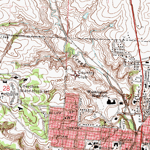 Topographic Map of Cherokee Golf and Country Club, IA