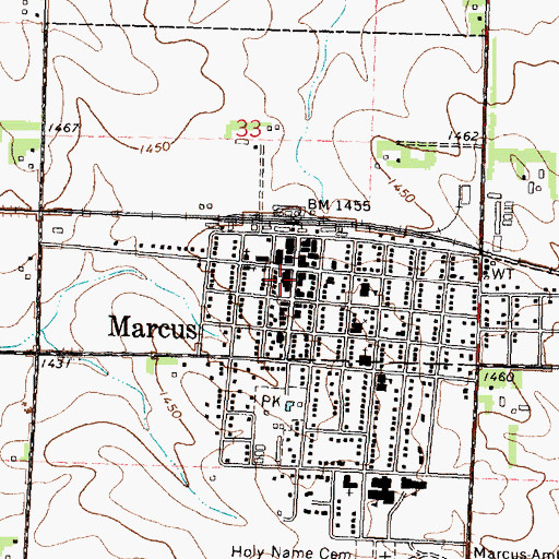 Topographic Map of Marcus Chiropractic Health Center, IA
