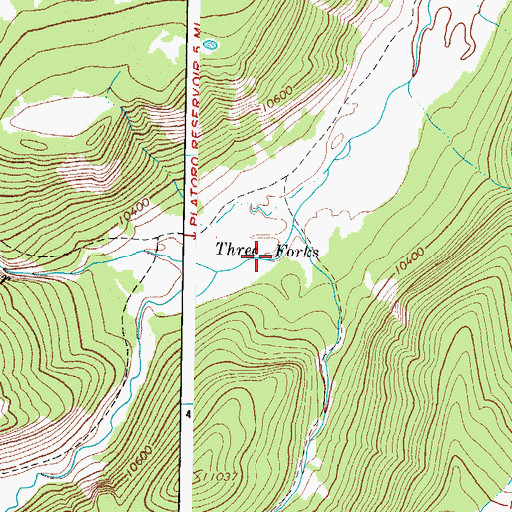 Topographic Map of Three Forks, CO