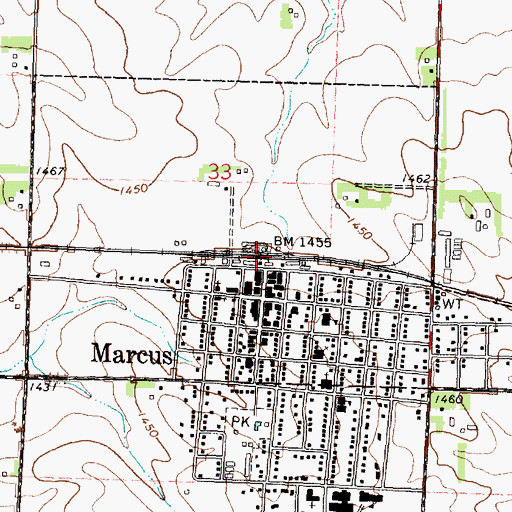 Topographic Map of Marcus, IA