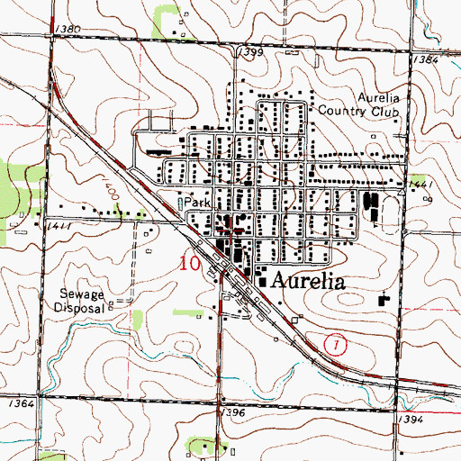 Topographic Map of Aurelia Public Library, IA