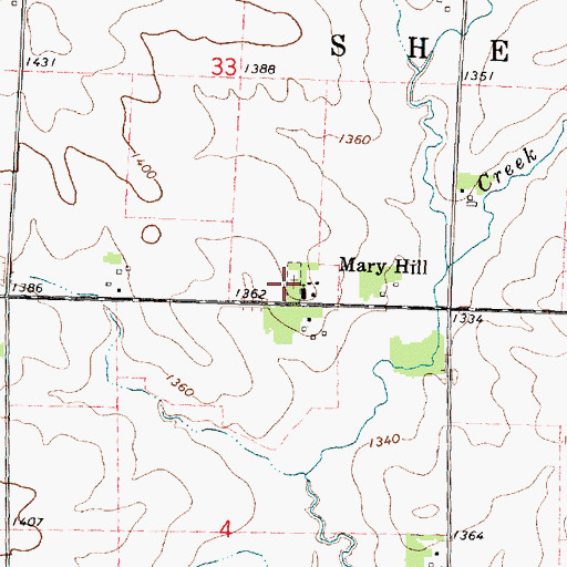 Topographic Map of Mary Hill Cemetery, IA