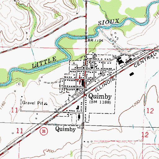 Topographic Map of Quimby Golf Course, IA