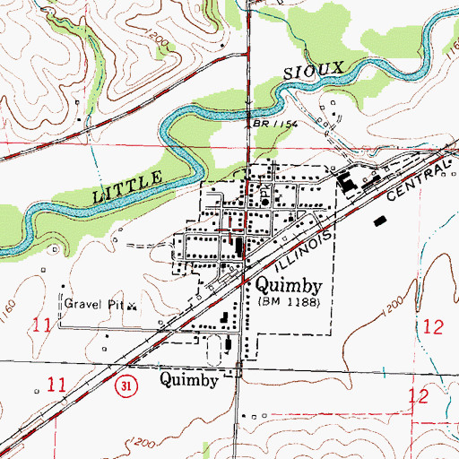 Topographic Map of Quimby Public Library, IA