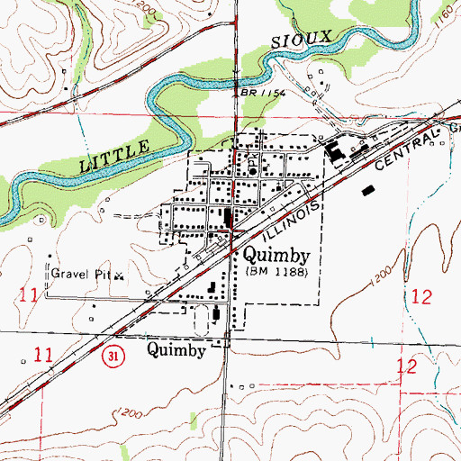 Topographic Map of Quimby Fire Department, IA
