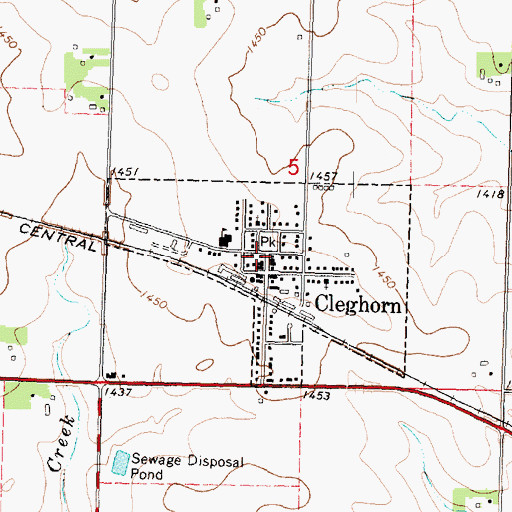 Topographic Map of Cleghorn Post Office, IA