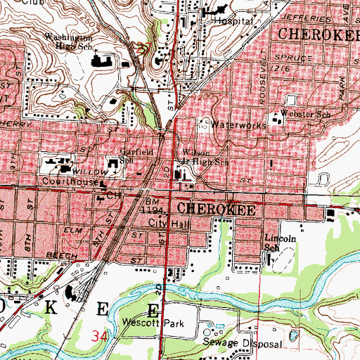 Topographic Map of First Baptist Church, IA