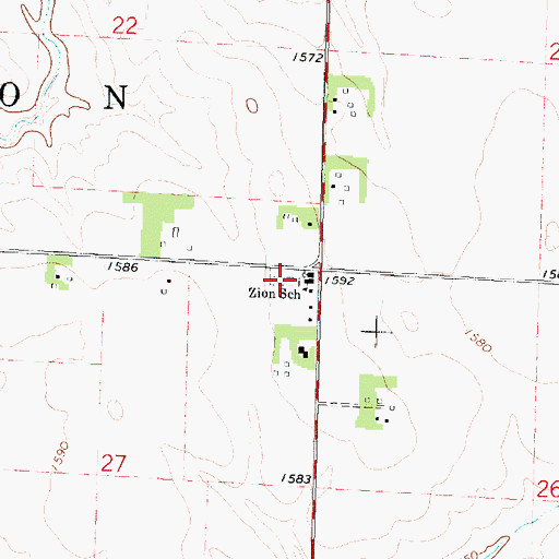 Topographic Map of Zion Evangelical Lutheran Cemetery, IA