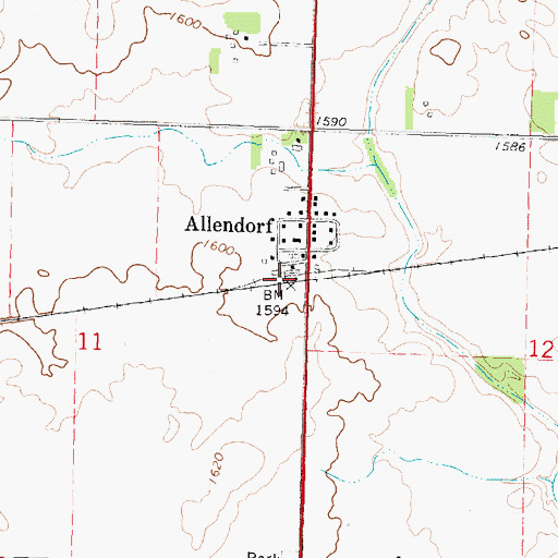 Topographic Map of Allendorf, IA