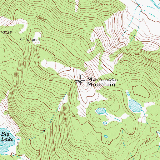 Topographic Map of Mammoth Mountain, CO