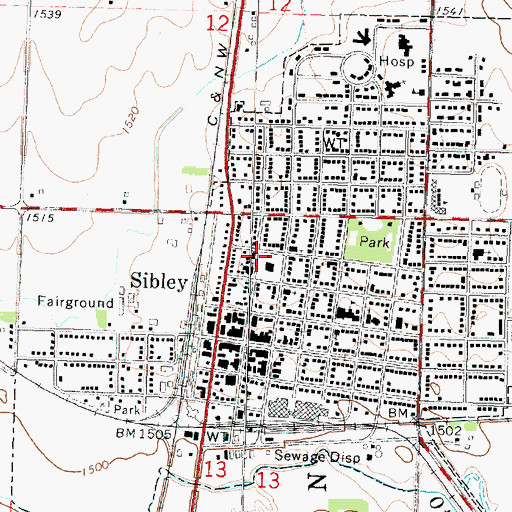 Topographic Map of Osceola County Sheriff's Office, IA