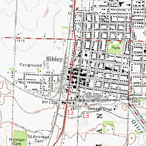 Topographic Map of Sibley Family and Sports Chiropractic Center, IA