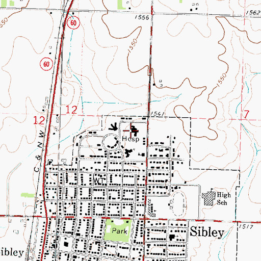 Topographic Map of Northwest Iowa Urologists Center, IA