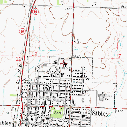 Topographic Map of Osceola Community Hospital, IA