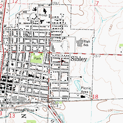Topographic Map of First Reformed Church, IA