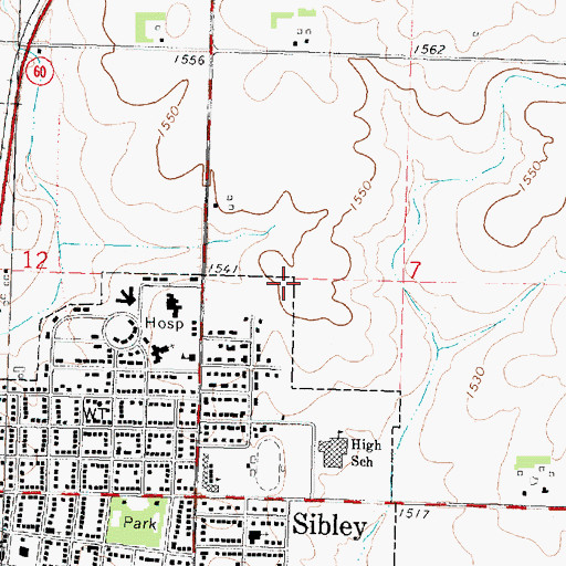 Topographic Map of United Methodist Church, IA