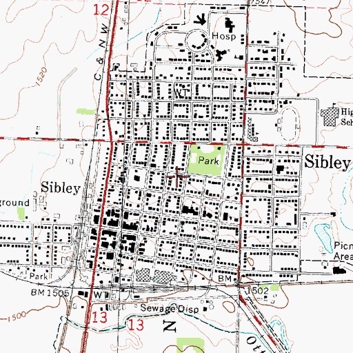 Topographic Map of First Presbyterian Church, IA