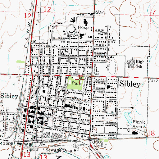 Topographic Map of McCallum Museum and Brunson Heritage House, IA