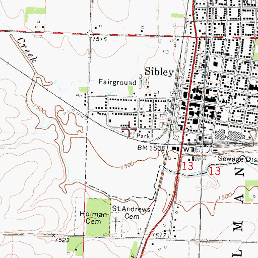 Topographic Map of Sunset Park, IA