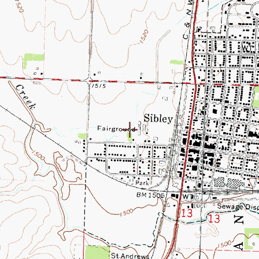 Topographic Map of Osceola County Fairgrounds, IA