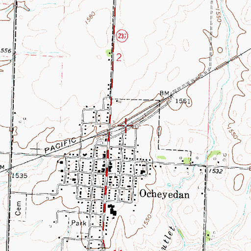 Topographic Map of Ocheyedan, IA