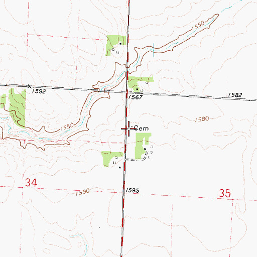 Topographic Map of Horton Township Cemetery, IA