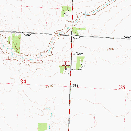 Topographic Map of Horton Township Cemetery Prairie Preserve, IA