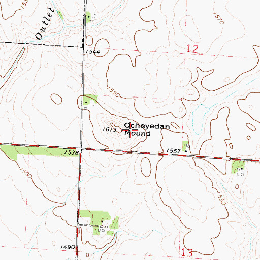 Topographic Map of Ocheyedan Mound Wildlife Area, IA