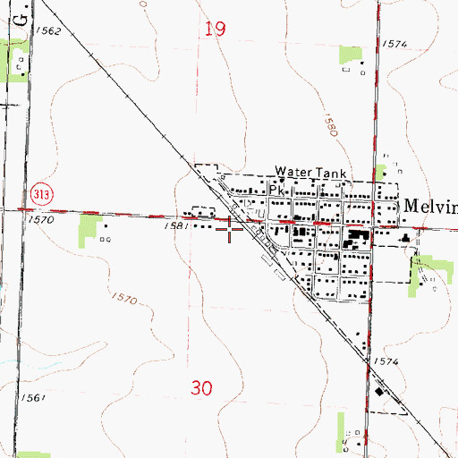 Topographic Map of Melvin (historical), IA