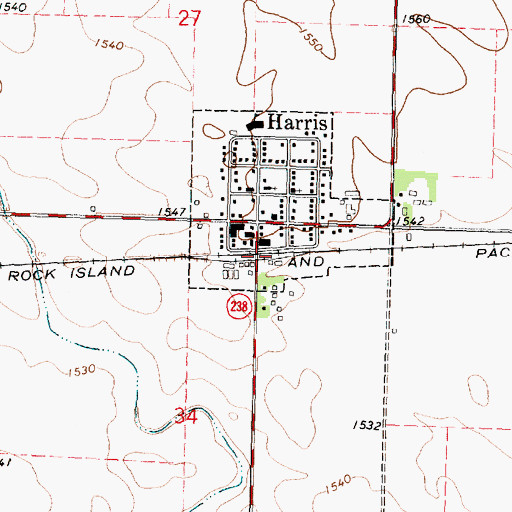 Topographic Map of Harris, IA