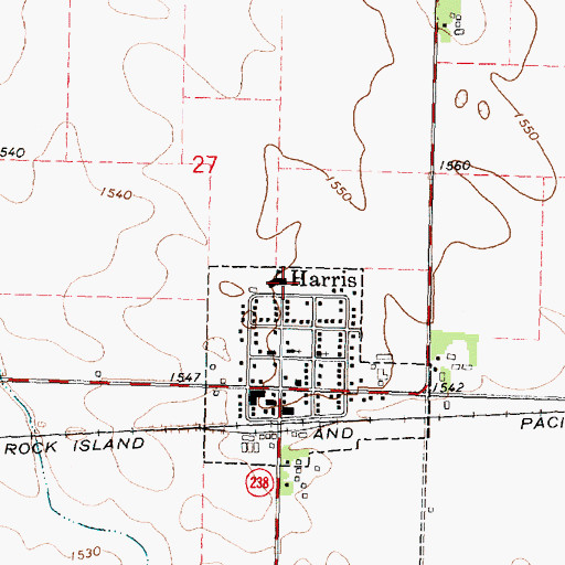 Topographic Map of Harris-Lake Park School, IA
