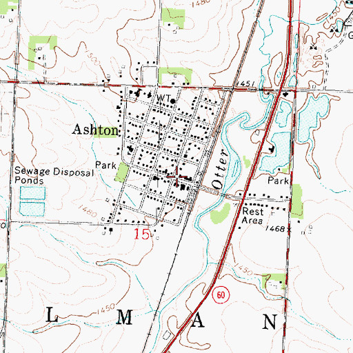Topographic Map of Ashton Fire Department, IA