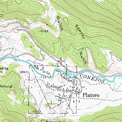 Topographic Map of Sawmill Gulch, CO