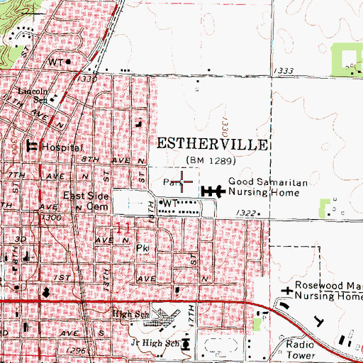 Topographic Map of Thoreson Memorial Park, IA