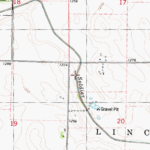 Topographic Map of Roslea Post Office (historical), IA
